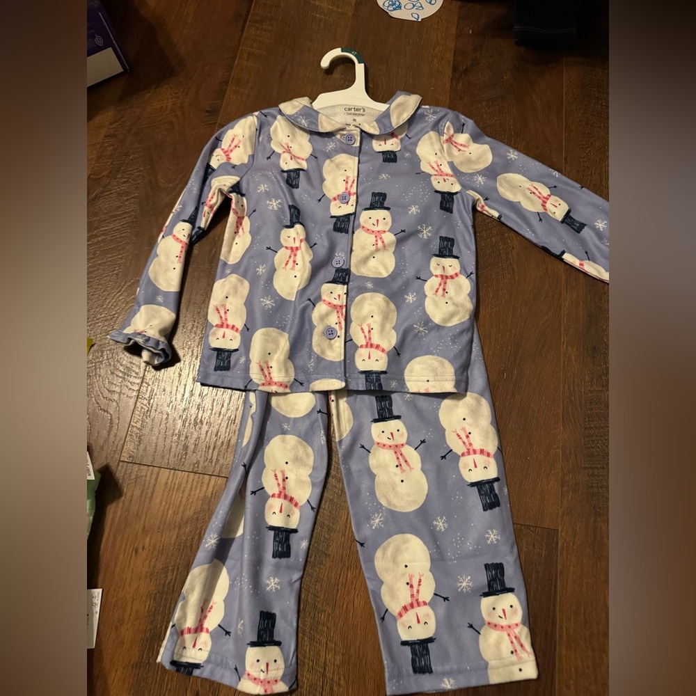 Carter's Snowman Pajama Set in Blue and White
